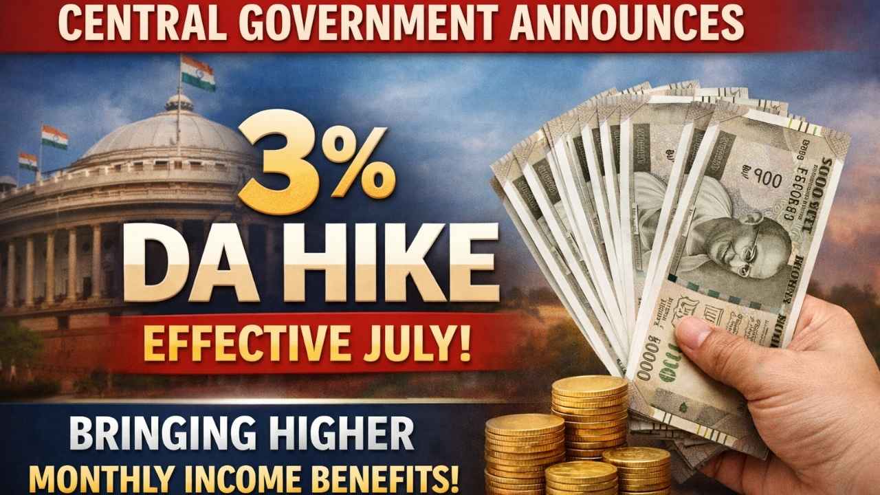 Central Government Announces 3% DA Hike Effective July, Bringing Higher Monthly Income Benefits