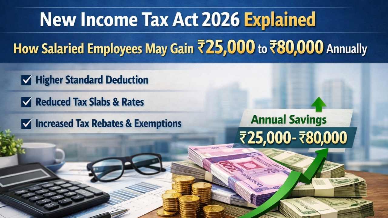 New Income Tax Act 2026 Explained: How Salaried Employees May Gain ₹25,000 to ₹80,000 Annually
