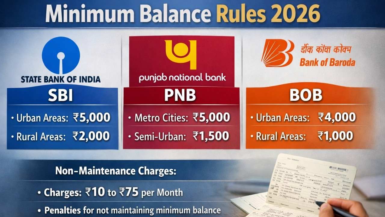 SBI, PNB, BOB Minimum Balance Rules 2026: Charges, Limits, And Key Updates Explained
