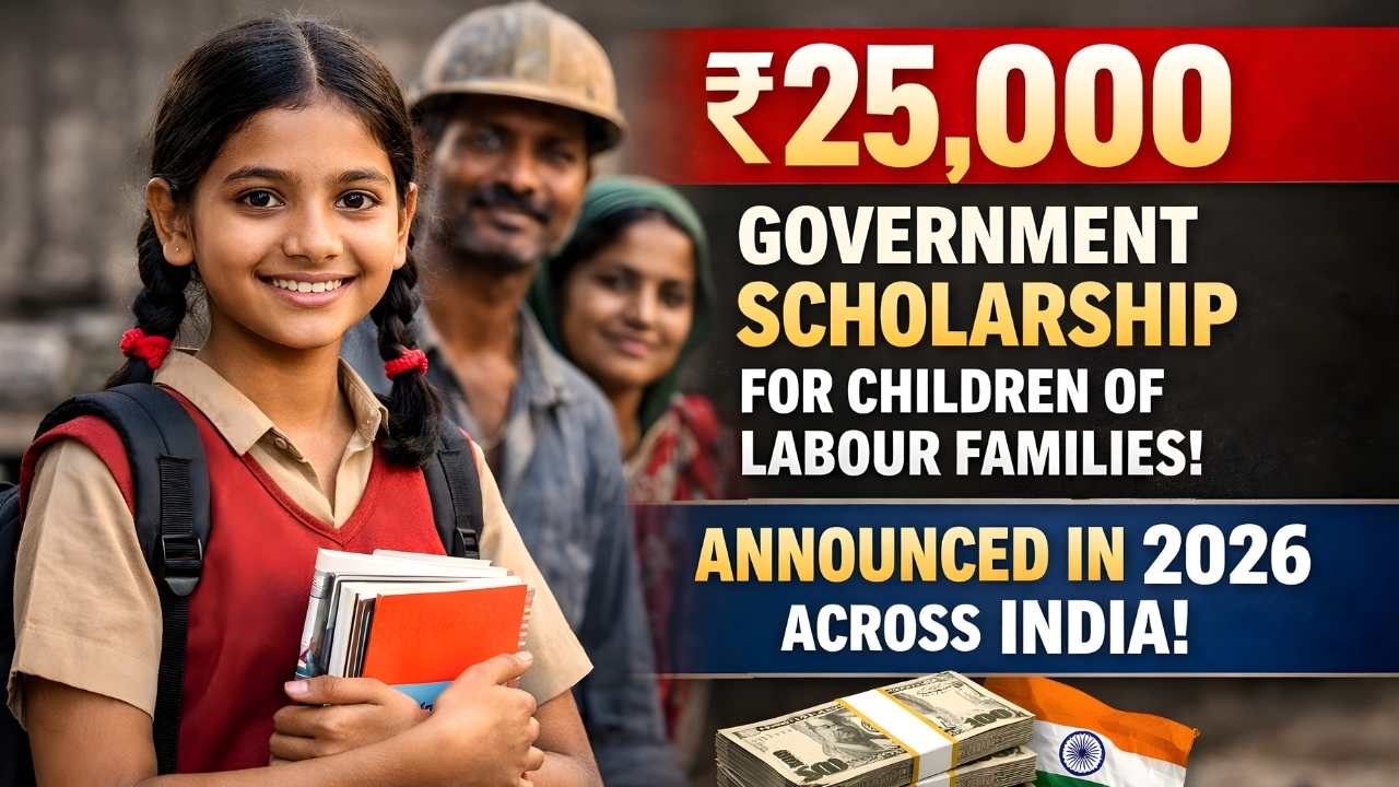 ₹25000 Government Scholarship For Children Of Labour Families Announced In 2026 Across India